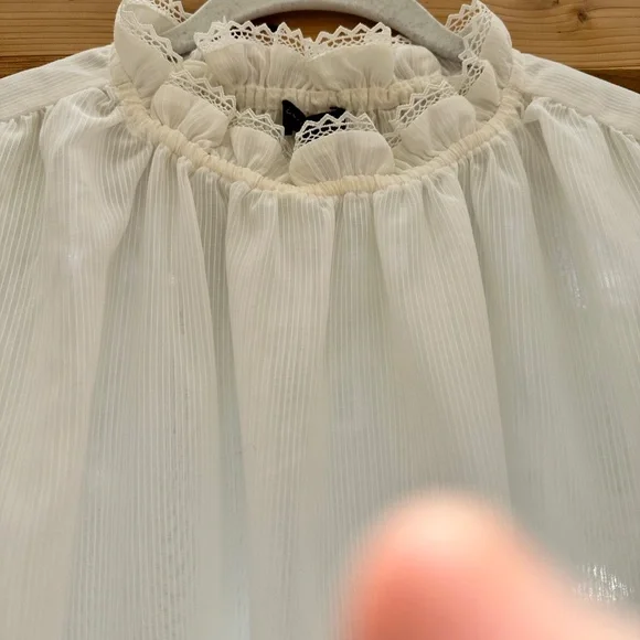 NWOT Current Air Anthropologie Airy Sheer Ruffles Puff Sleeve Blouse medium - Picture 11 of 17